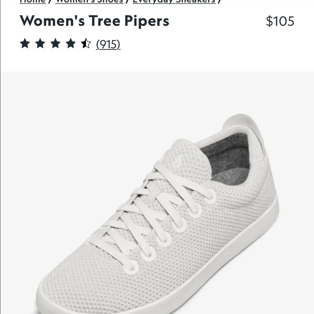 Allbirds Women’s Tree Pipers in white -size 8